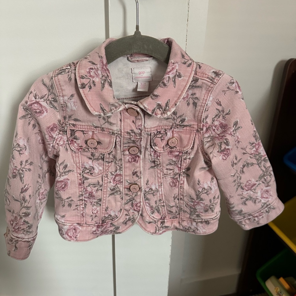 18-24 Months LoveShackFancy x Gap pink floral icon denim jacket